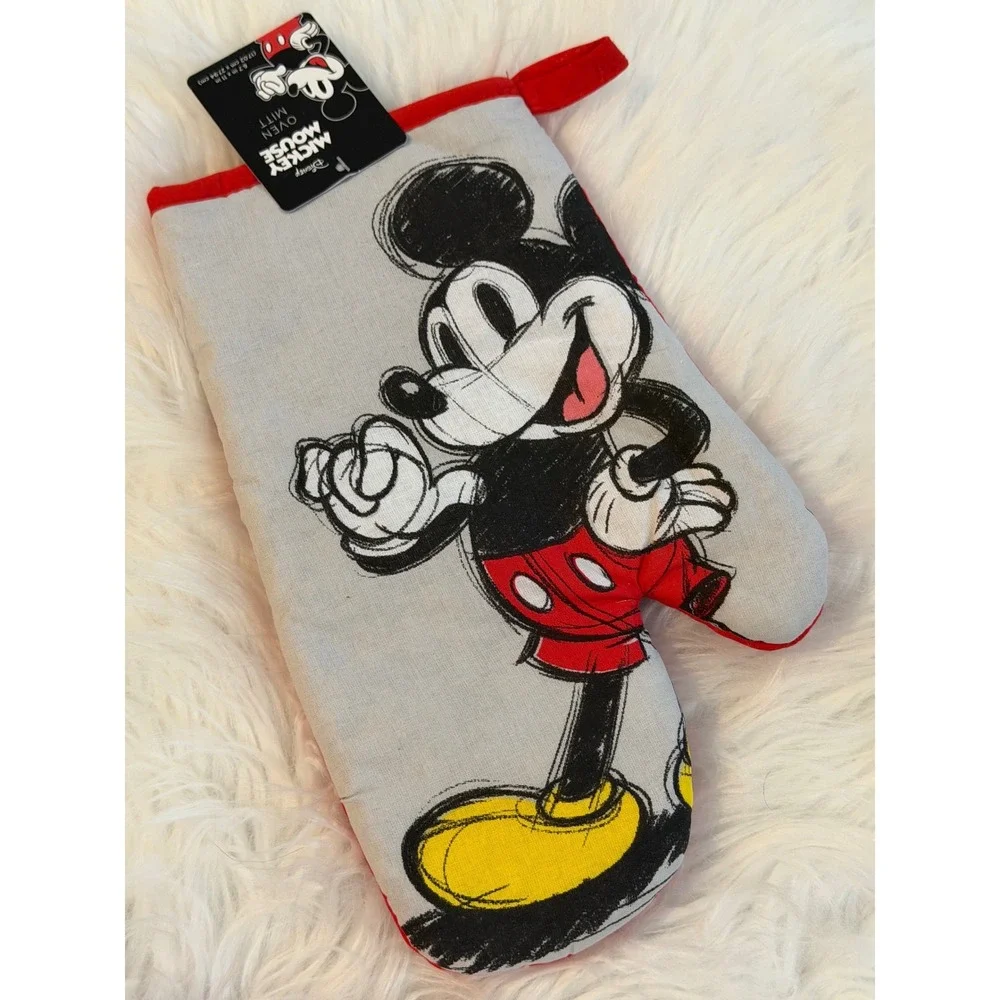 Disney Mickey Mouse 3pc Kitchen Set Towel Oven Mitt Pot Holder Red Grey White